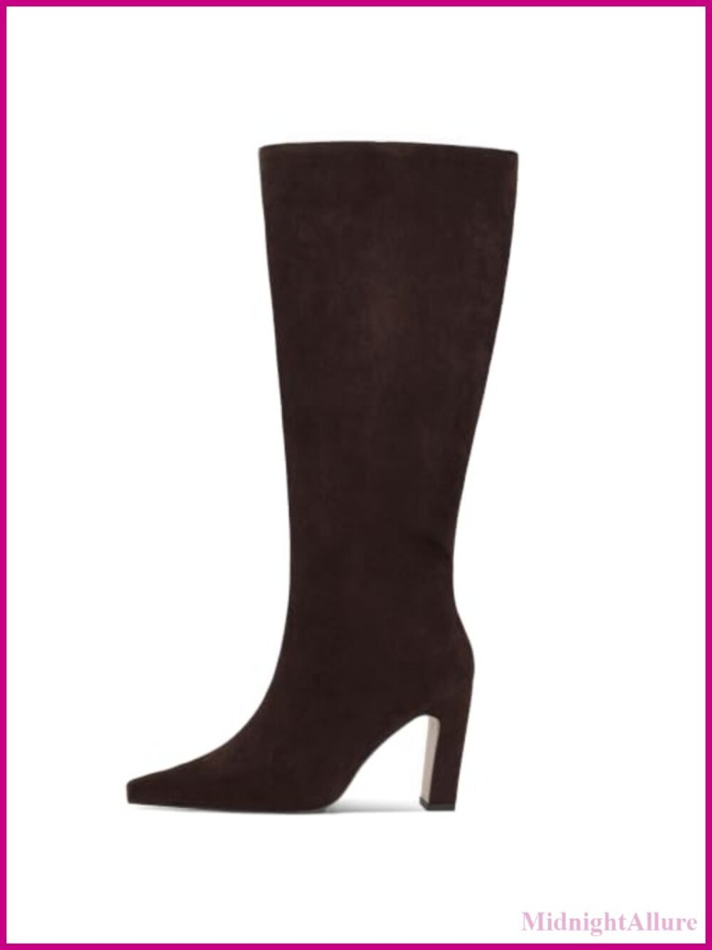 Wide Calf Knee High Boots Square Toe Chunky Heel